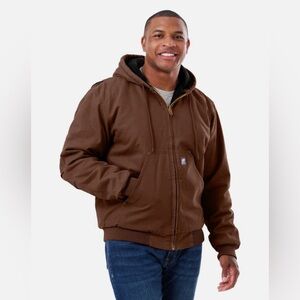 Berne Heartland Washed Duck Hooded Work Jacket Brown XL